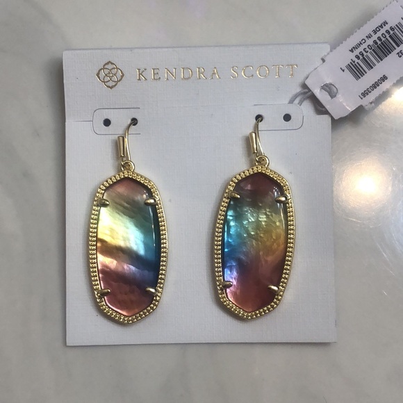 Kendra Scott 14k Gold Plated Elle Drop Earrings Yellow Watercolor Illusion NWT - Picture 1 of 13